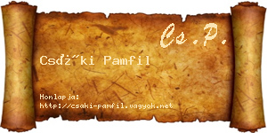 Csáki Pamfil névjegykártya